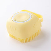 Kuber Industries Dog Brush with Shampoo Container|Cat & Dog Bath Brush for Bathing|Exfoliating|Scrubbing|Massaging & Relaxing|Soft Silicone|Suitable for All Pets|PT230Y|Yellow